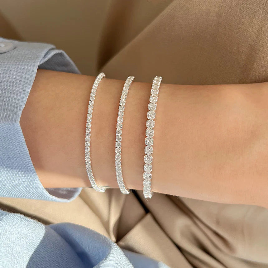 Luna Tennisarmband – Klassisches Funkeln in Silber (1 mm)