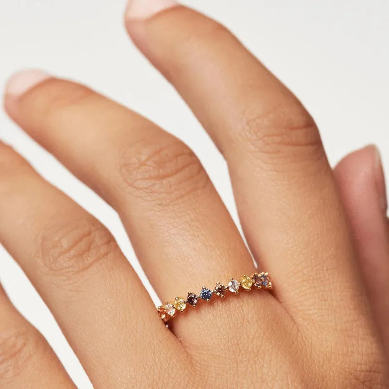 Mila Rainbow Ring – 925er Silberring mit bunten Zirkonia
