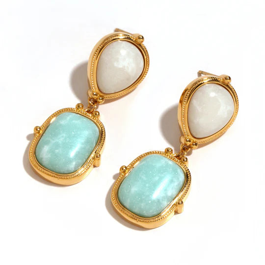 Isla Gemstone Ohrringe – Vergoldete Statement-Ohrringe mit Naturstein