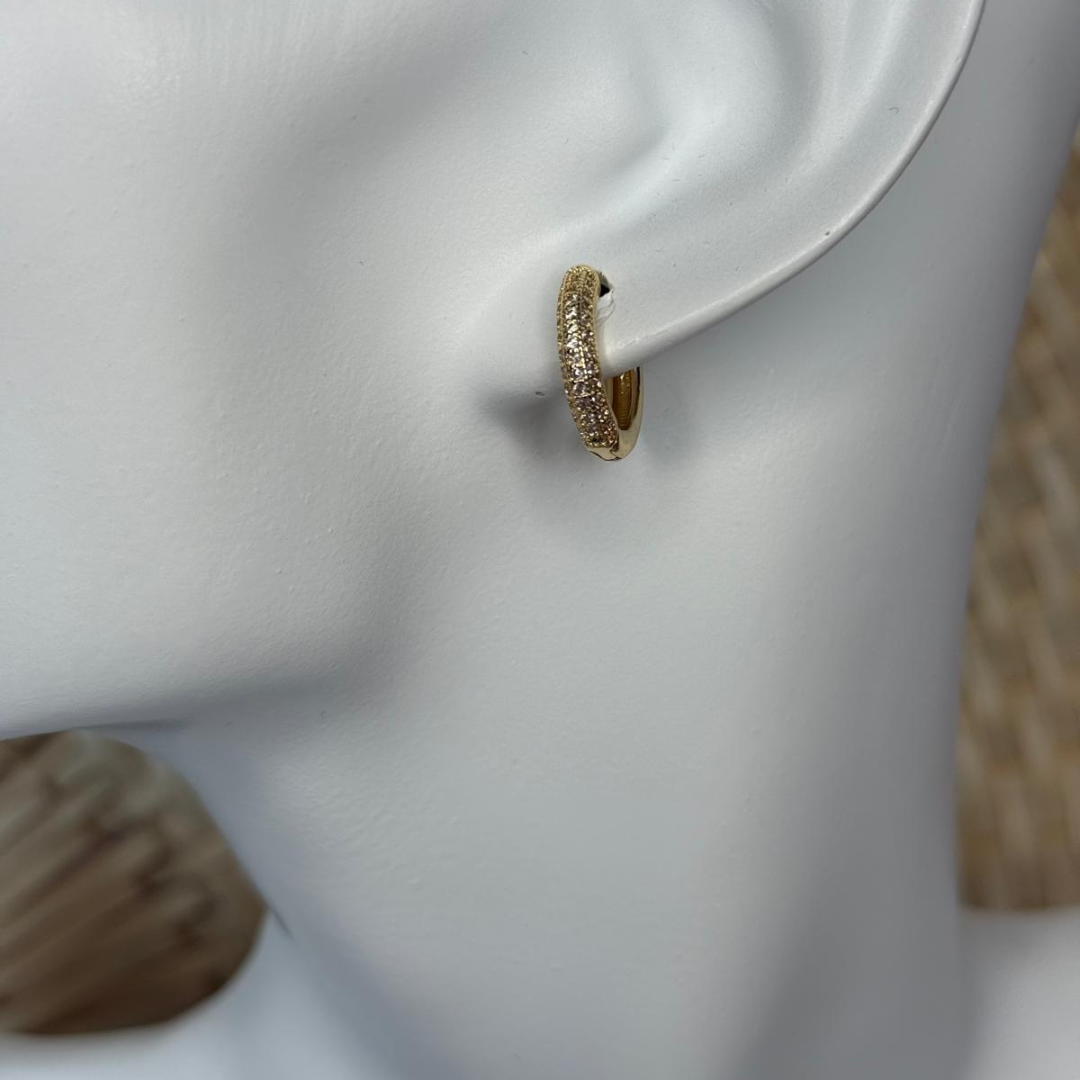 Zalika - Mini Hoop Earrings with Crystal Trim in Gold