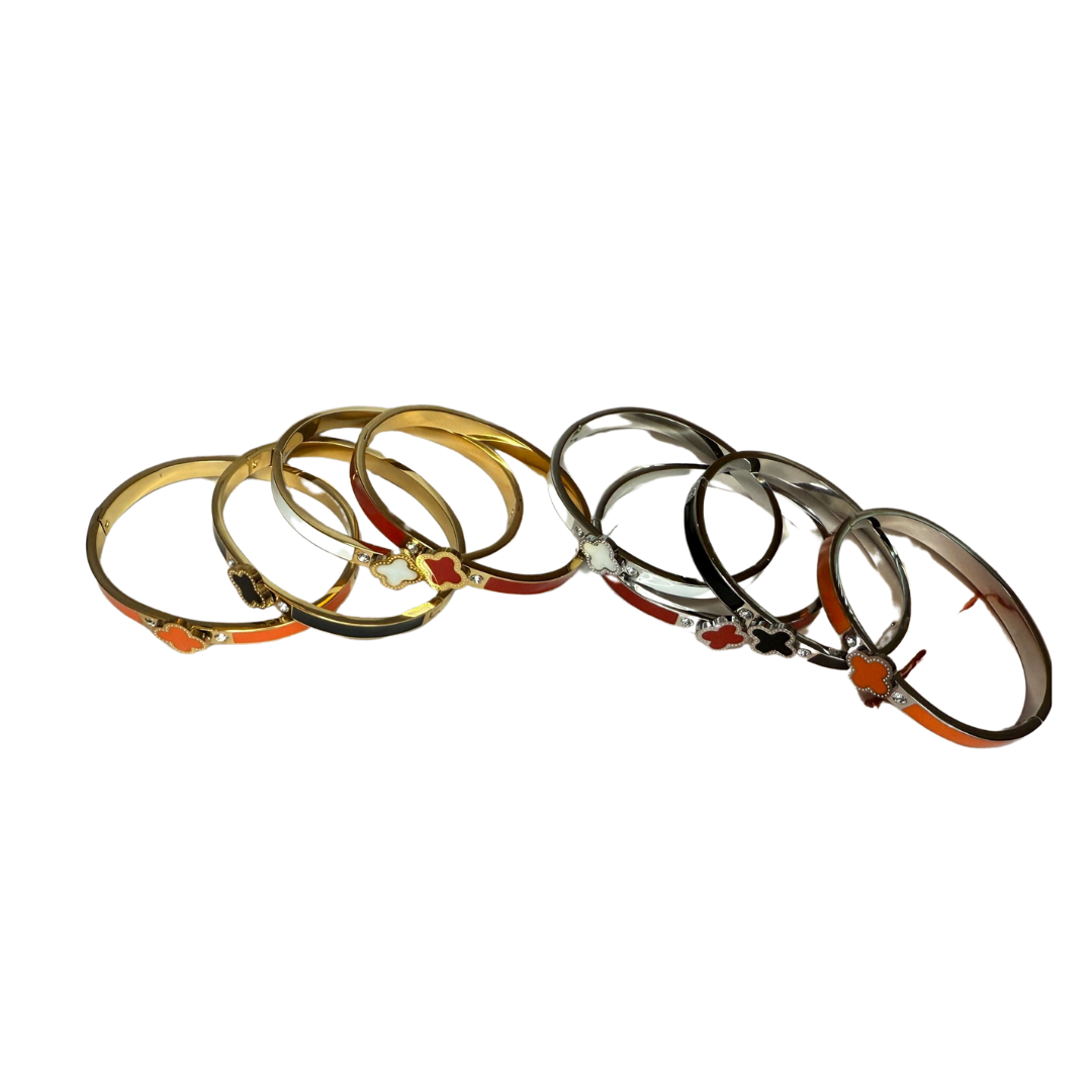 Niramon - Bangle Kleeblatt und Kristallakzenten diverse Farben