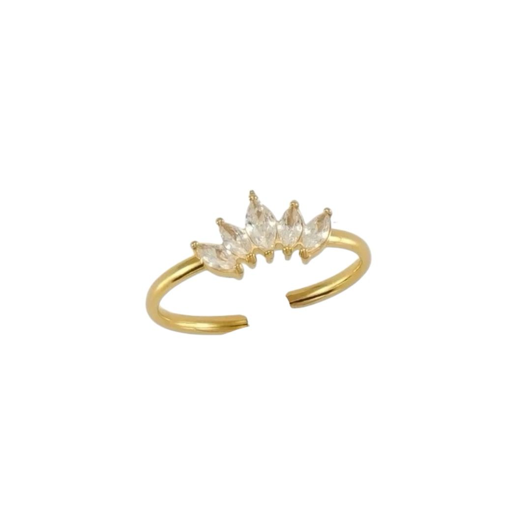 Crown Zircon Ring – 18K Vergoldeter Offener Ring