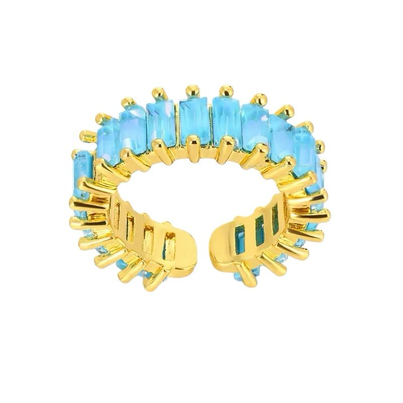 Solana Ring – Verstellbarer Ring aus Edelstahl mit blauen Zirkonia