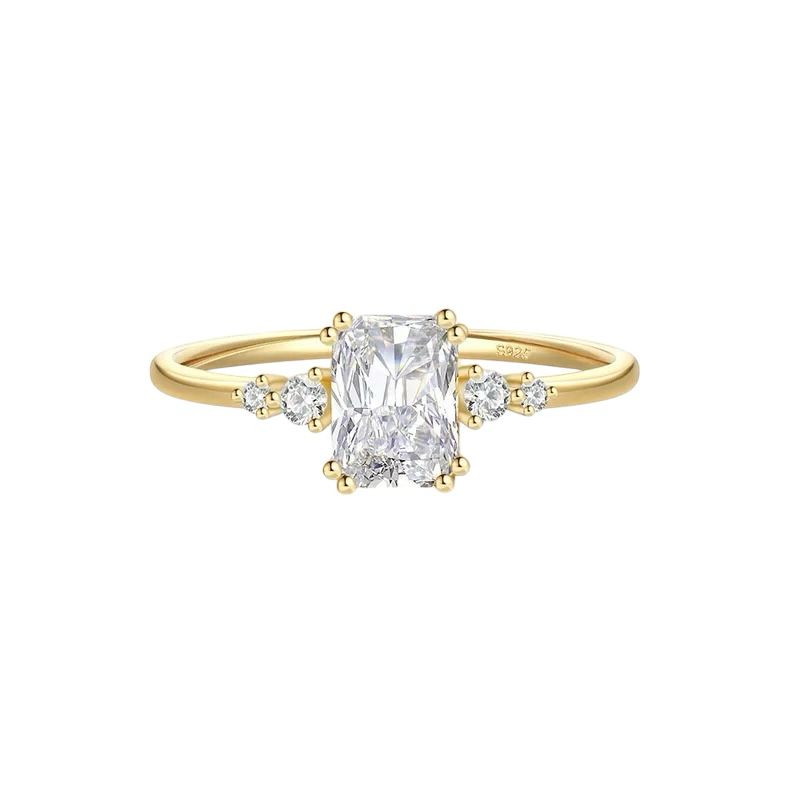 Luna Radiant Ring – Geometrischer Zirkonia-Ring aus vergoldetem Sterling Silber