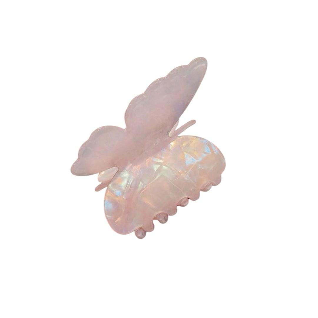 Vintage Butterfly Hair Clip – Acryl-Haarspange mit doppellagigem Flügeldesign in Beige