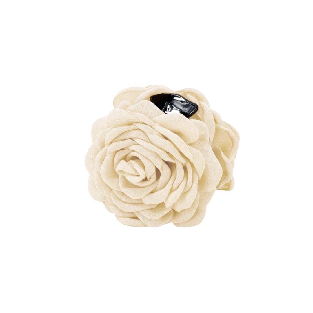 Beige Fabric Rose Hair Clip – Eleganter Haarkamm mit mehrlagiger Stoffblume