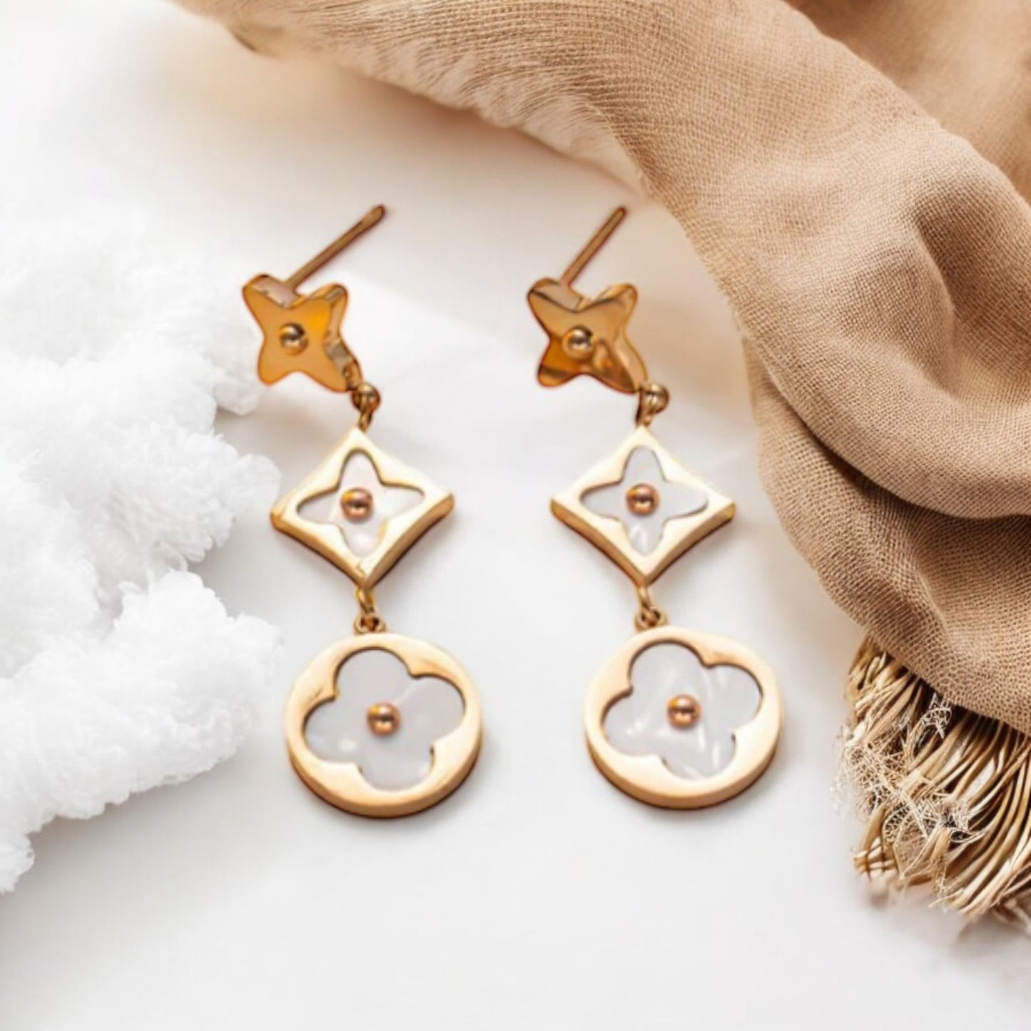 Chalita - drop earrings in gold and rose gold