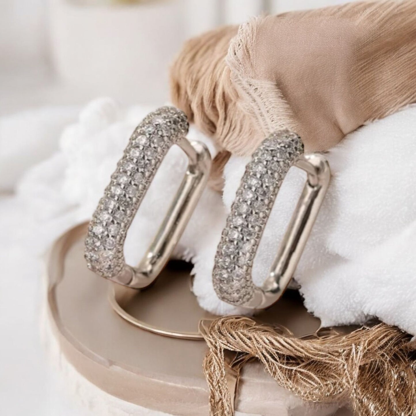 Zaina - Silver-colored zirconia hoop earrings