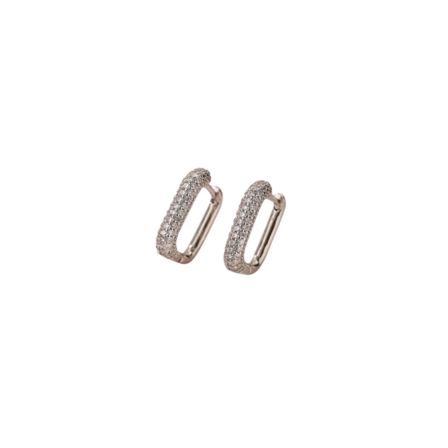 Zaina - Silver-colored zirconia hoop earrings