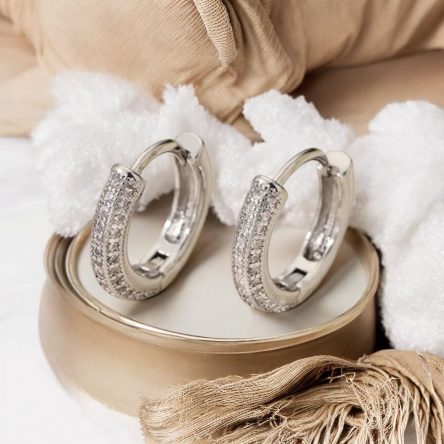 Zalika - zirconia hoop earrings silver
