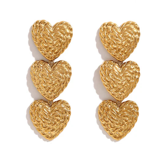Luxe Heart Drop Ohrringe – Elegante Statement-Herzen in Gold & Silber