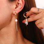 Elegante Asymmetrische Creolen mit Perlen & Zirkonia