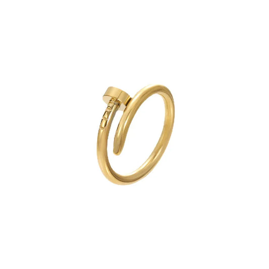 Spiral Nail Ring – Goldener Statement-Ring in Nageloptik
