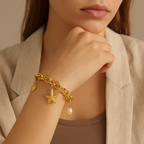 Sophia – Bracelet en acier inoxydable avec coquillage et étoile de mer