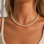 Süsswasserperlen-Halskette „Pure Elegance“ – Gross, Weiss, verstellbar