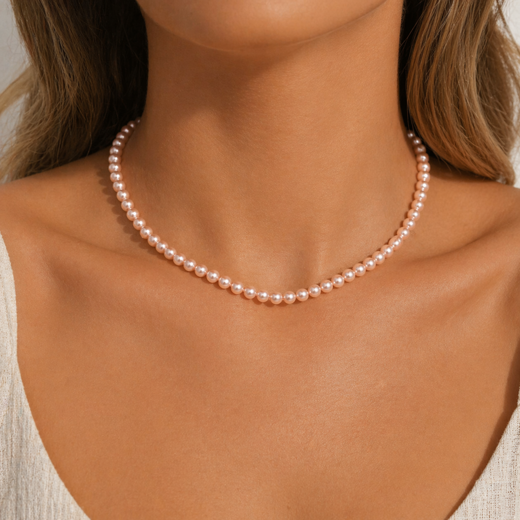 Süsswasserperlen-Halskette „Pure Elegance“ – Rosa, verstellbar