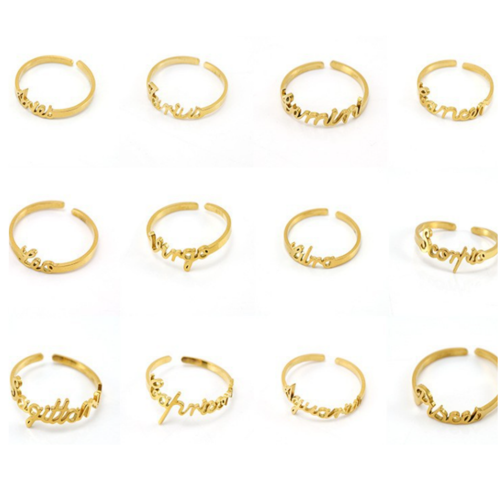 Zodiac Muse – Minimalistischer Sternzeichen Ring aus Edelstahl vergoldet