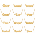 Zodiac Script – Sternzeichen Halskette im Old English Stil aus Edelstahl vergoldet