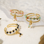 Celestial Charm – Verstellbarer Stern Ring mit Naturstein