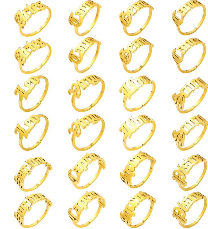 Zodiac Script – Sternzeichen Ring aus Edelstahl vergoldet