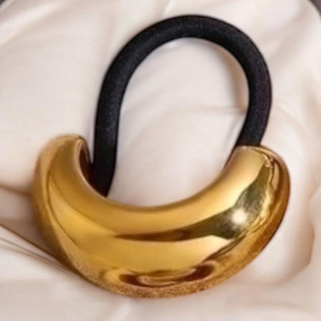 Manchette de Cheveux Courbe Dorée - Chouchou Plaqué Or 18 carats