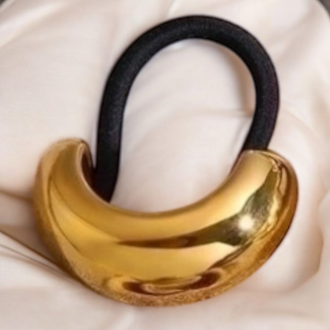 Manchette de Cheveux Courbe Dorée - Chouchou Plaqué Or 18 carats