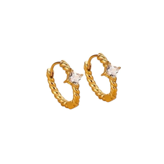Twist Gold Hoop Earrings – 18K Vergoldete Creolen mit Zirkonia
