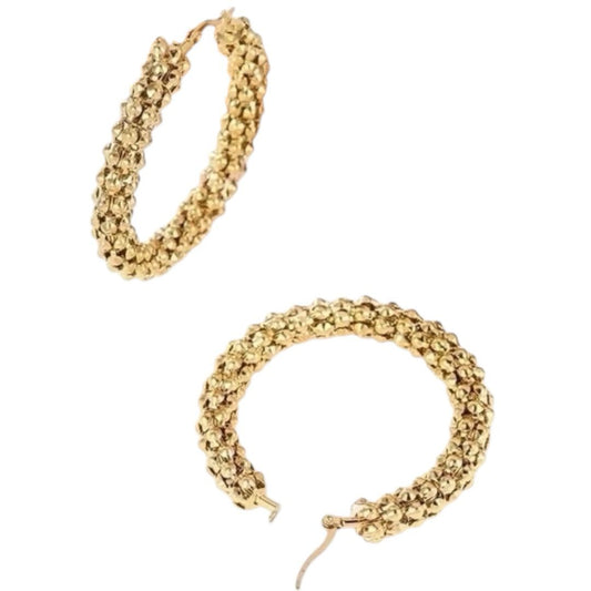 Luxe Textured Gold Hoop Earrings – 18K Vergoldete Creolen