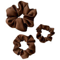 Chouchous en satin de luxe – Lot de 3 élastiques pour cheveux marron