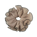 Chouchou en Chiffon Élégant – Élastique à Cheveux Volumineux avec Volants Beige