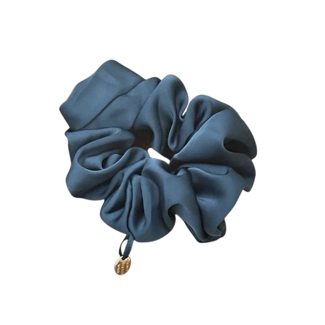 Chouchou en satin de luxe – Élégant élastique à cheveux en soie Pétrole