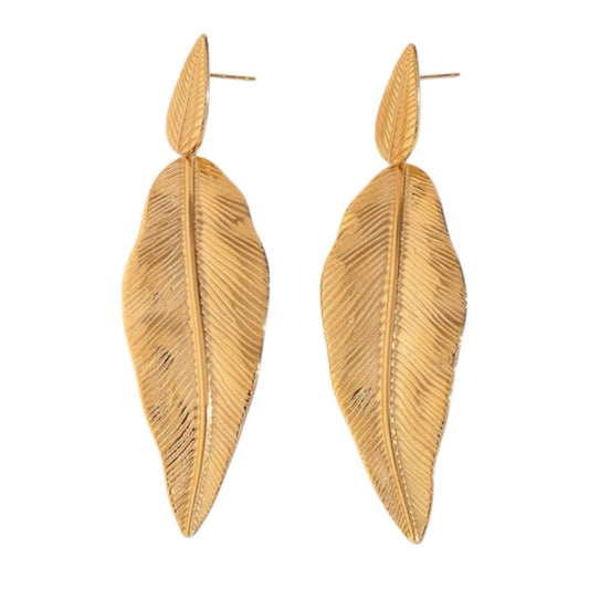 Golden Leaf Drop Earrings – 18K Vergoldete Edelstahl Ohrringe