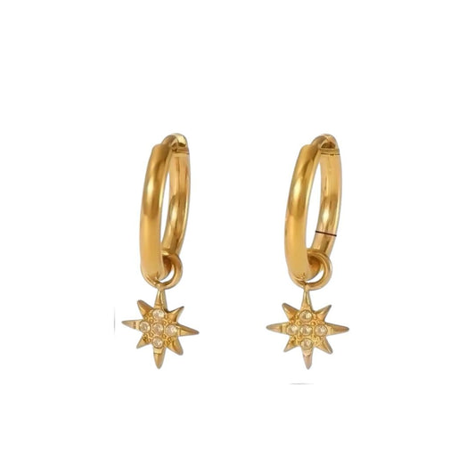 Stella Hoops – 18K Vergoldete Creolen mit Sternanhänger