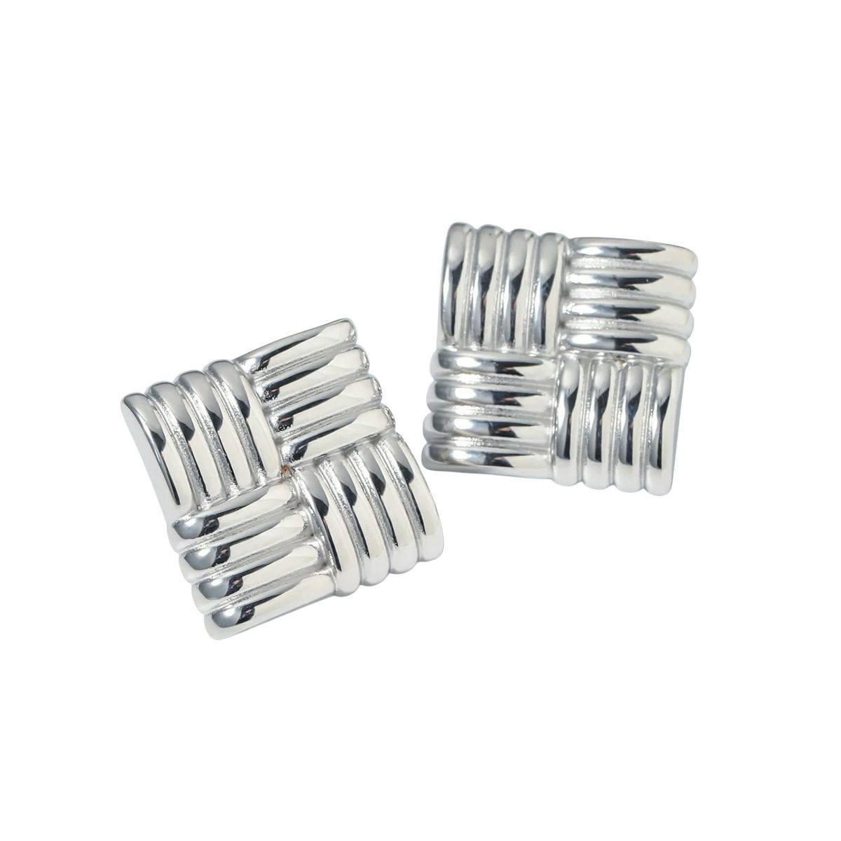 Puces d'oreilles Nova Square – Pièces géométriques fortes en argent