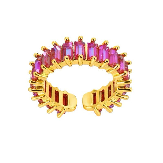 Solana Ring – Verstellbarer Ring aus Edelstahl mit pinken Zirkonia