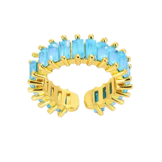 Solana Ring – Verstellbarer Ring aus Edelstahl mit blauen Zirkonia