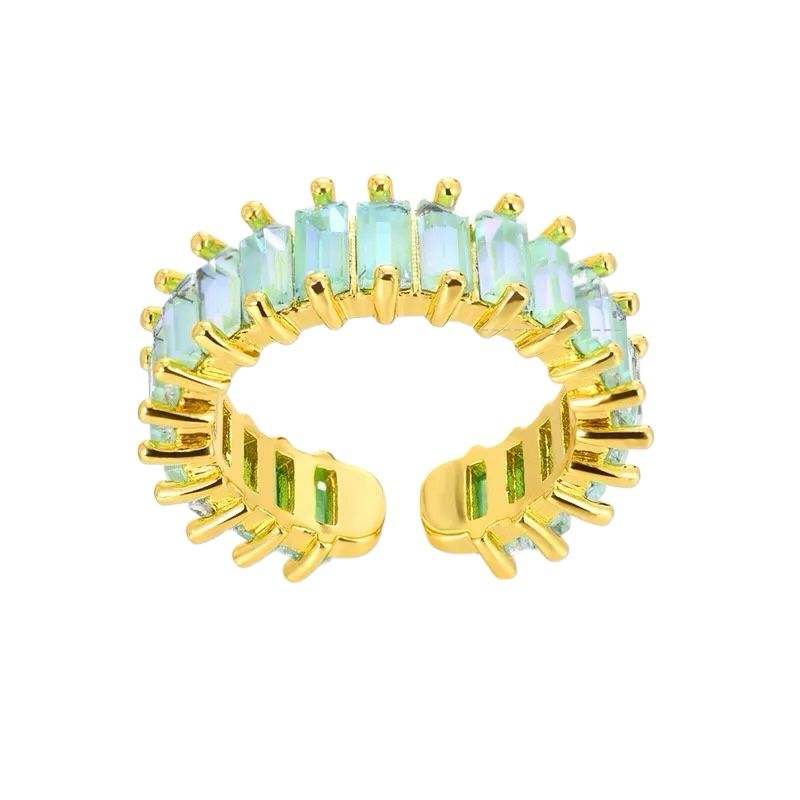 Solana Ring – Verstellbarer Ring aus Edelstahl mit grünen Zirkonia