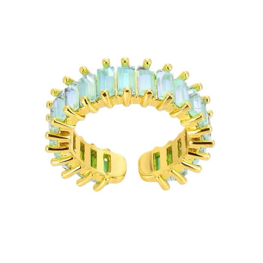 Solana Ring – Verstellbarer Ring aus Edelstahl mit grünen Zirkonia