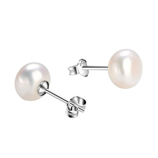 Classic Pearl Studs – Zeitlose Perlenohrstecker aus 925er Silber 8mm