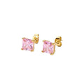 Pink Sparkle Square Studs – 18K vergoldete Edelstahl-Ohrstecker mit Zirkonia