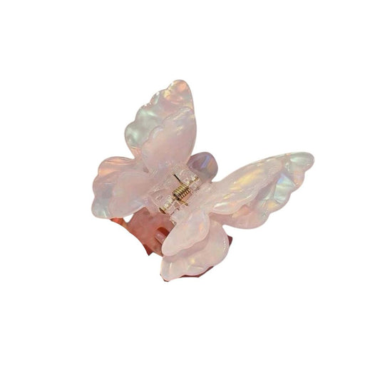 Vintage Butterfly Hair Clip – Acryl-Haarspange mit doppellagigem Flügeldesign in Rosa