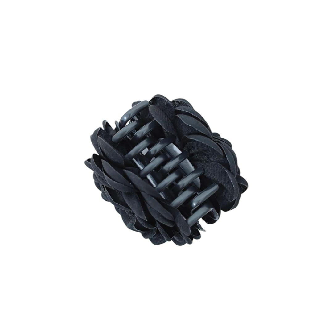 Black Fabric Rose Hair Clip – Eleganter Haarkamm mit mehrlagiger Stoffblume