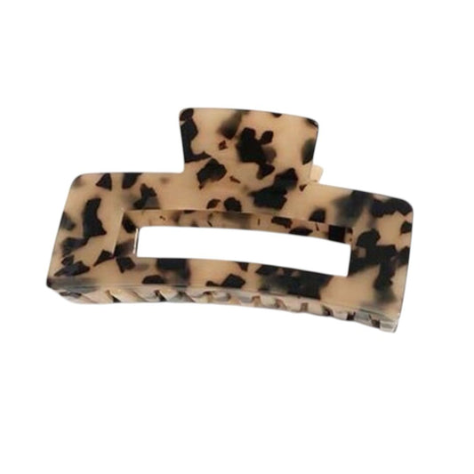 Acetate Haarclip – Rechteckiger Haarclip im Animal Print Look