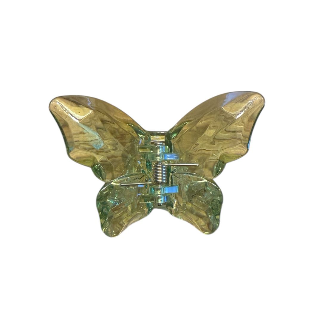 Pince à cheveux papillon verte – Look féerique et iridescent pour des coiffures élégantes