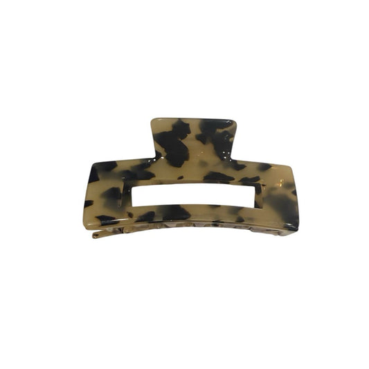 Haarspange – Schwarz & Beige Schildpattmuster – 7,5 cm