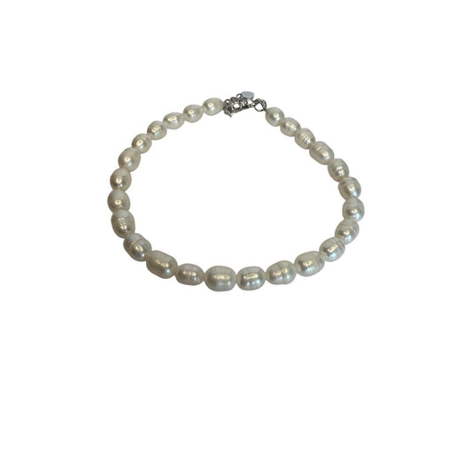 Süsswasserperlen-Fusskette „Pure Elegance“ – Gross, Weiss, verstellbar