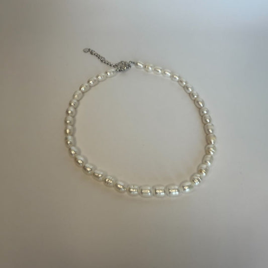 Süsswasserperlen-Halskette „Pure Elegance“ – Gross, Weiss, verstellbar