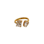 Crystal Duo - Statement-Ring – Goldoptik mit zwei klaren Zirkonia-Steinen