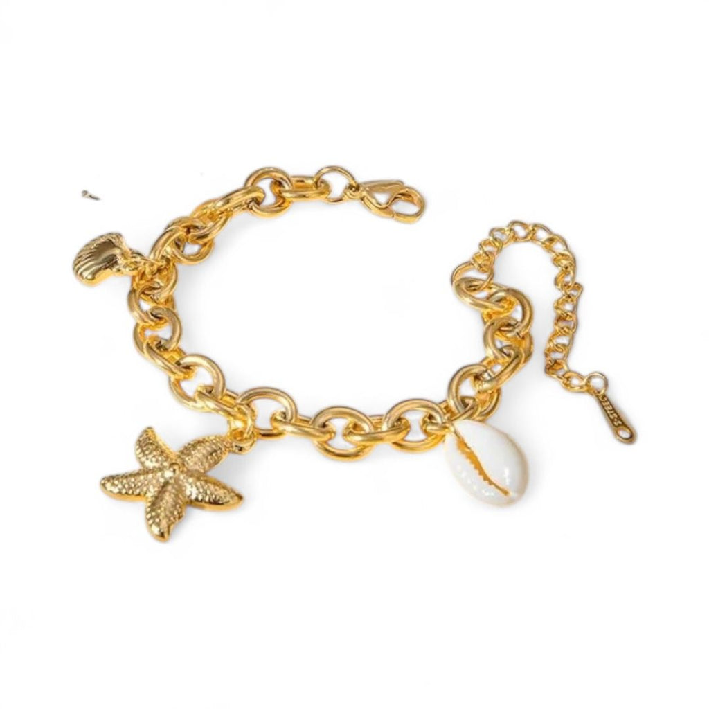 Sophia – Bracelet en acier inoxydable avec coquillage et étoile de mer