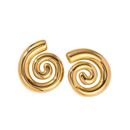 Clara – Spiral-Ohrringe in Gold, Modernes Statement-Design
